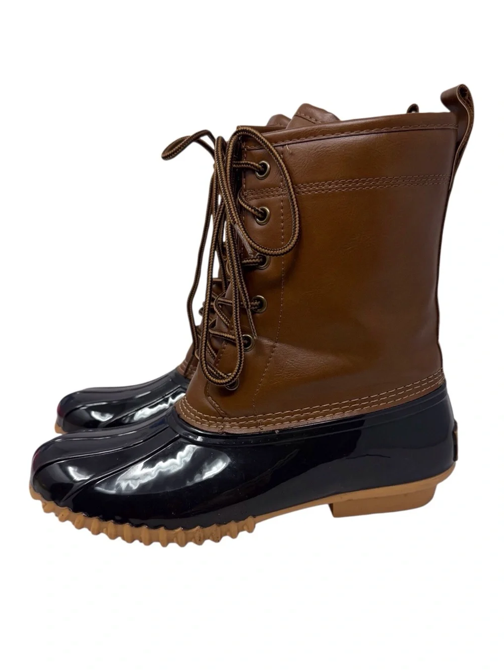Sporto The Original Duck Boot Tan Brown Ariel Rubber Rain Boot Women’s Size 8